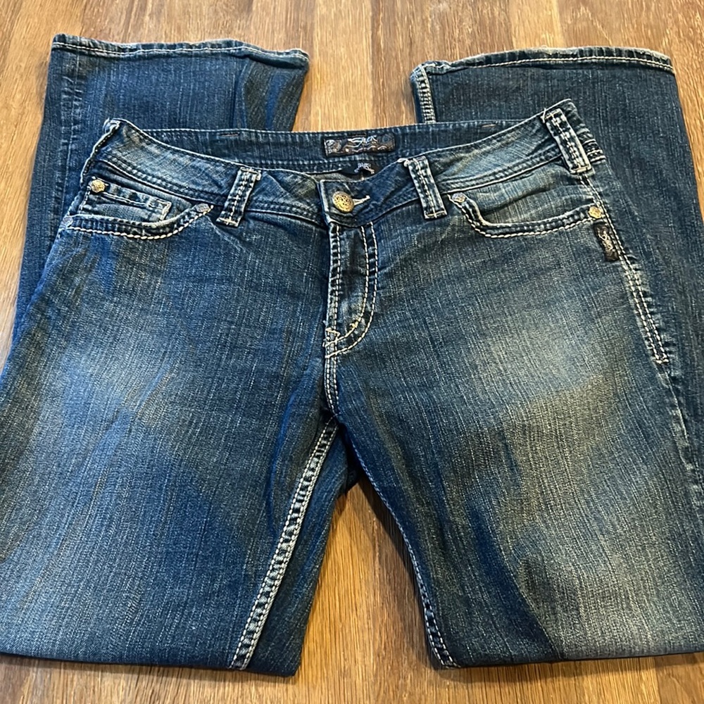 SILVER Suki Surplus bootcut distressed blue jeans